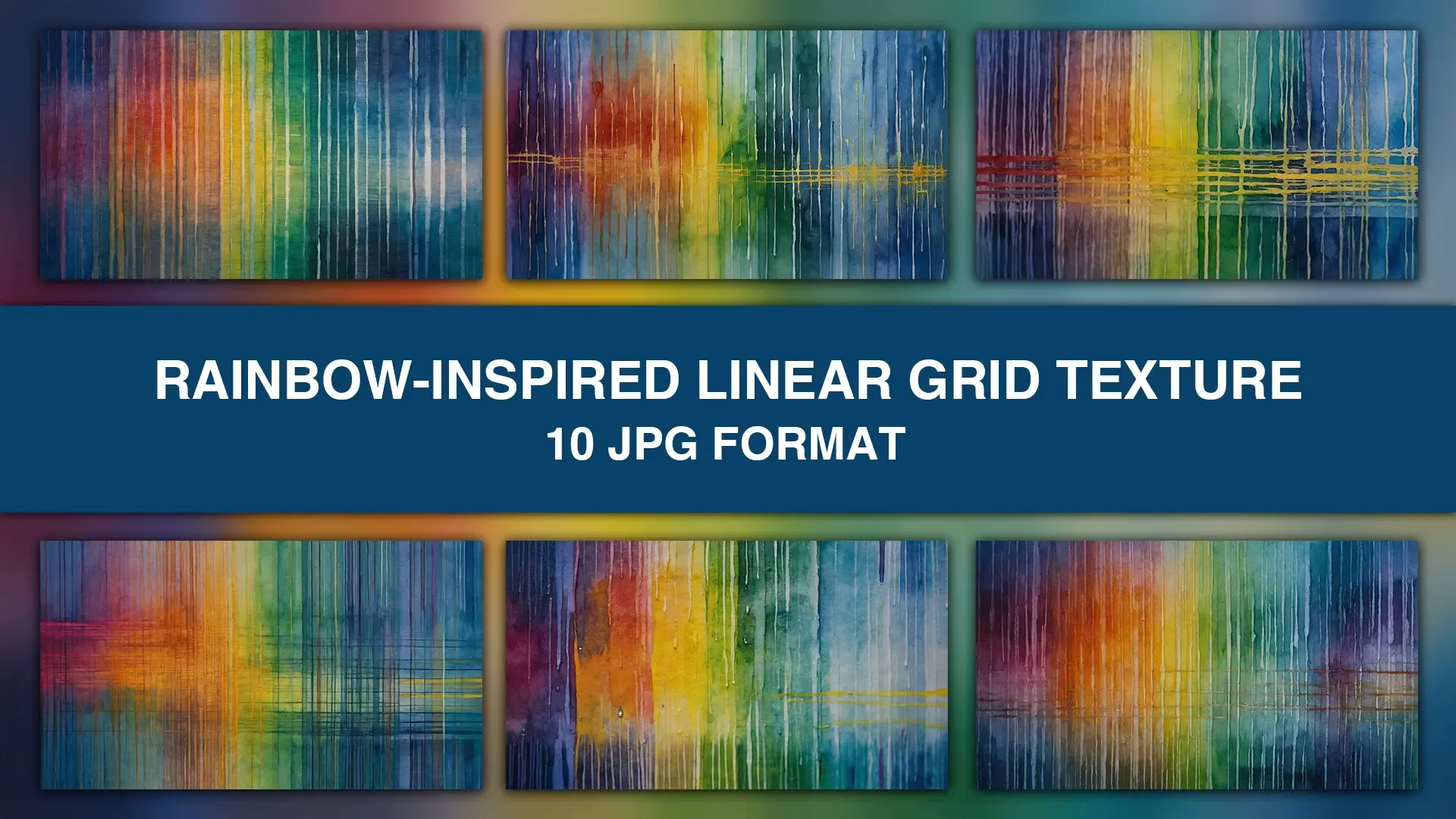 Rainbow-Inspired Linear Grid Texture Pack of 10 Unique Images